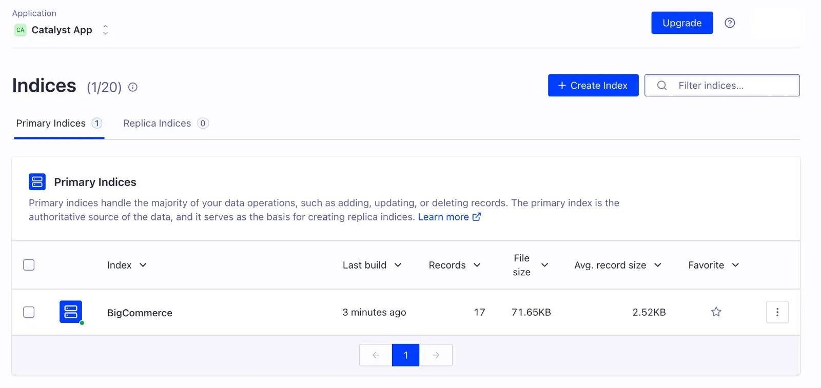View index in Algolia
