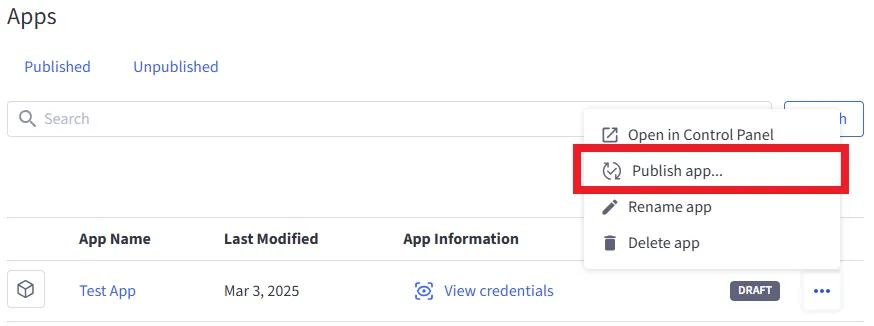 Menu - publish