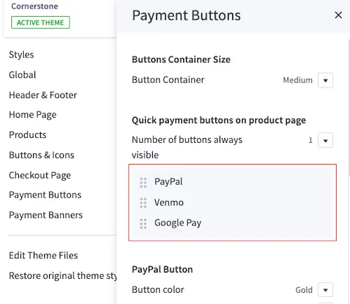 Theme styles sort