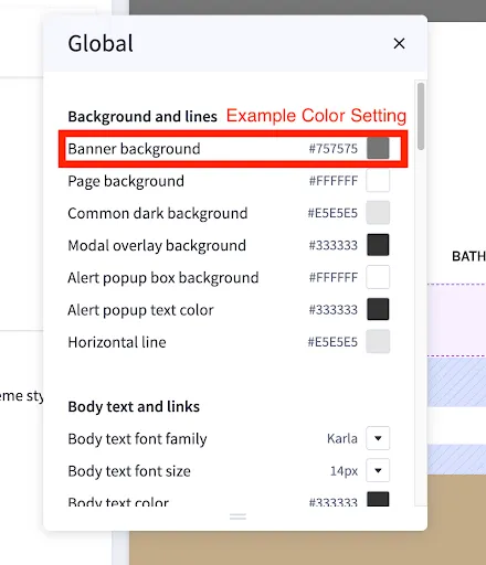 Theme styles color