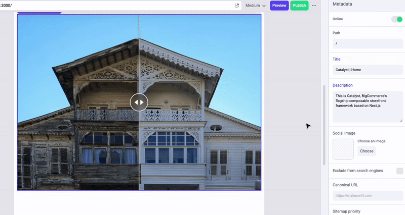 Image Compare style controls