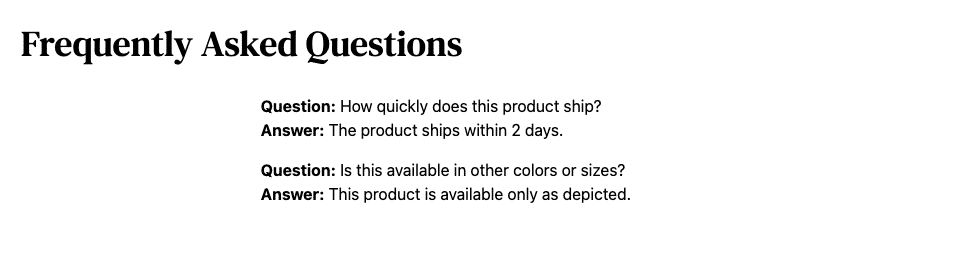 Basic version of product FAQs