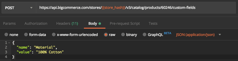 Example Request: Create a Custom Field