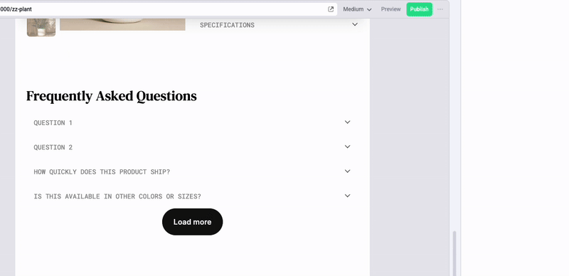 FAQs toggle control