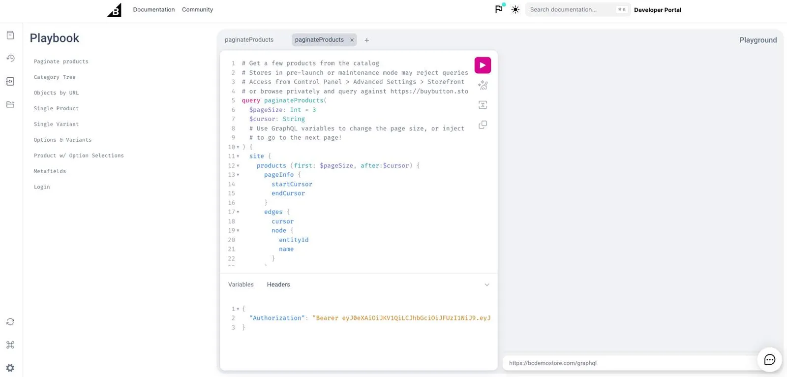 Storefront API Playground