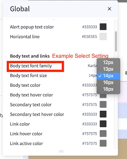 Theme styles select