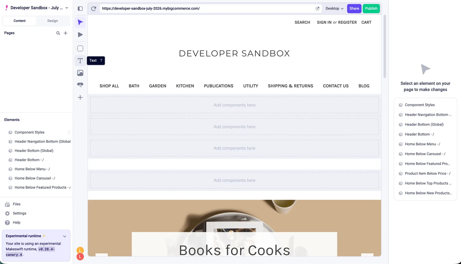 The Makeswift editing interface