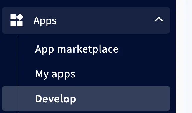 Develop apps in store control panel