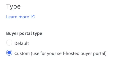 Buyer Portal type set to Custom