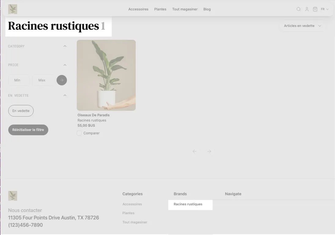 Brand localized in French