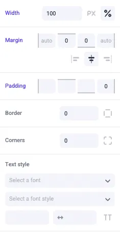 Attributes editable via the Style control