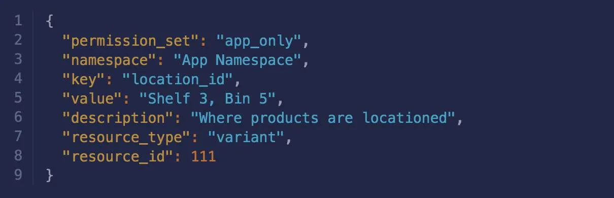 Example Request: Variant Metafields