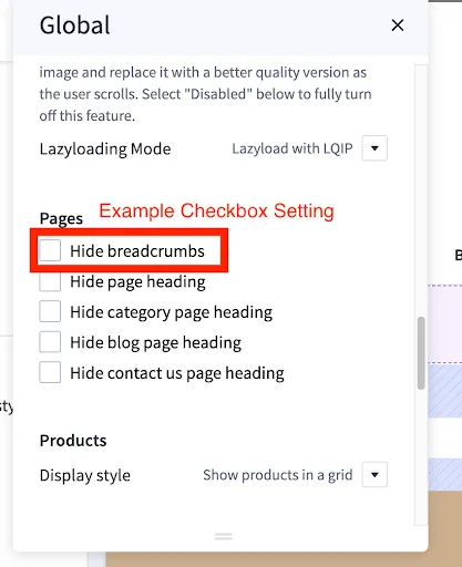 Theme styles checkbox