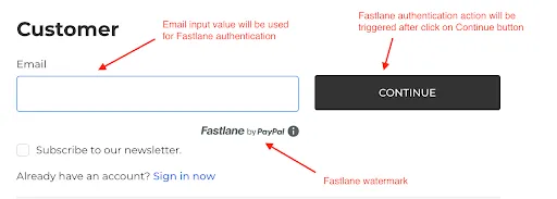 The customer step of checkout