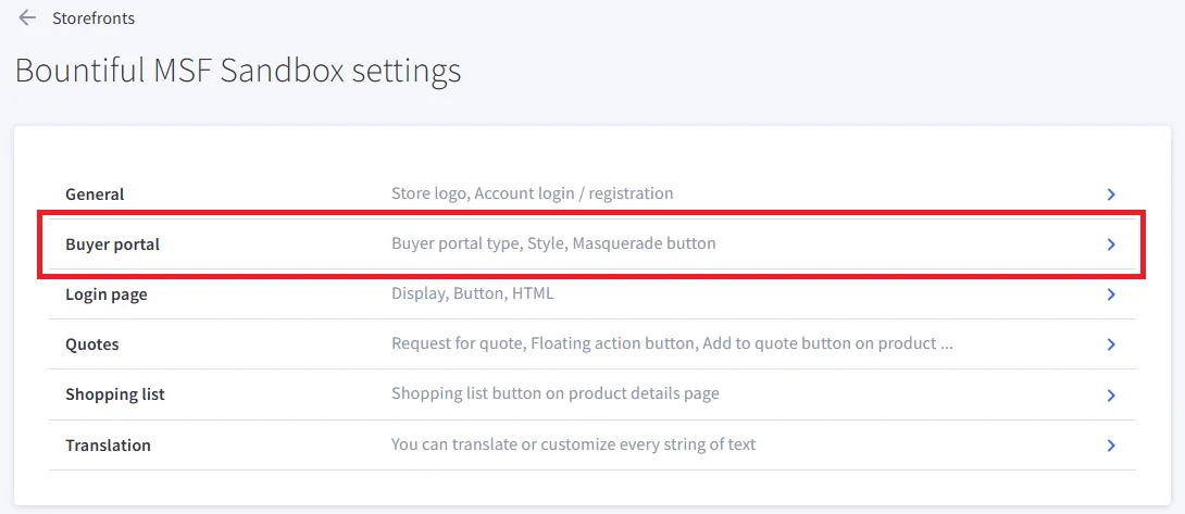 Buyer Portal Type - Multi Storefront - 2