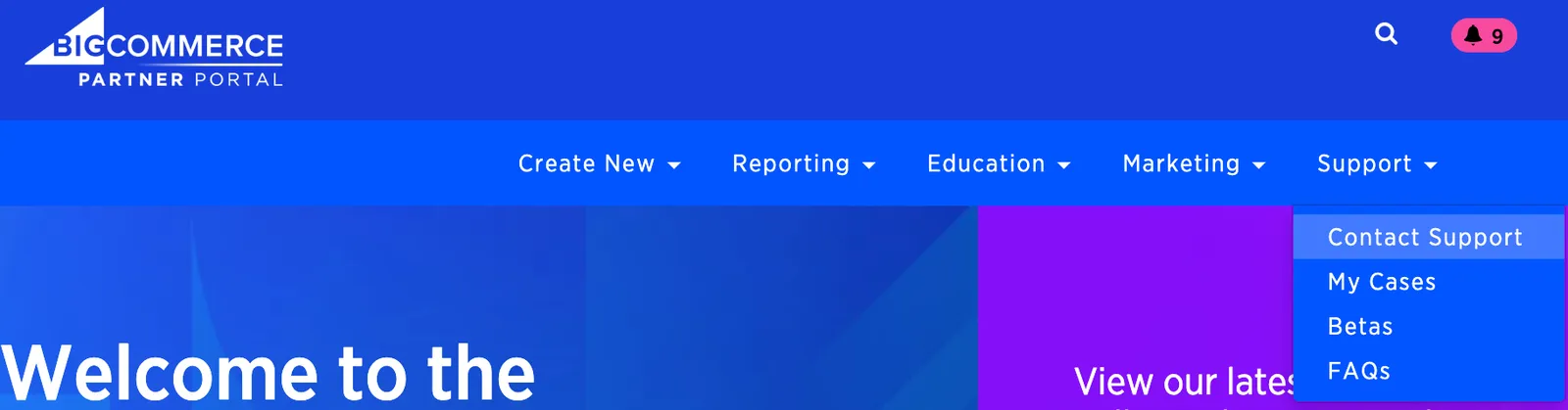 Contact Support menu