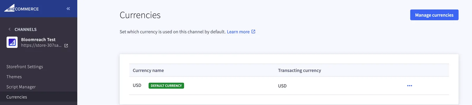Channel Currency Settings