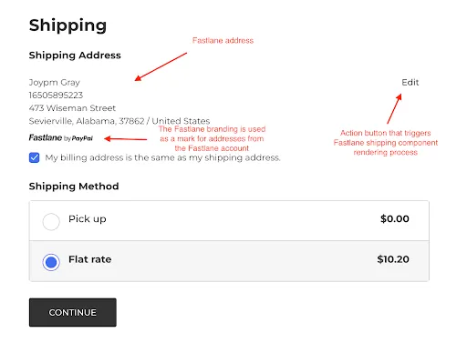 The shipping step of checkout