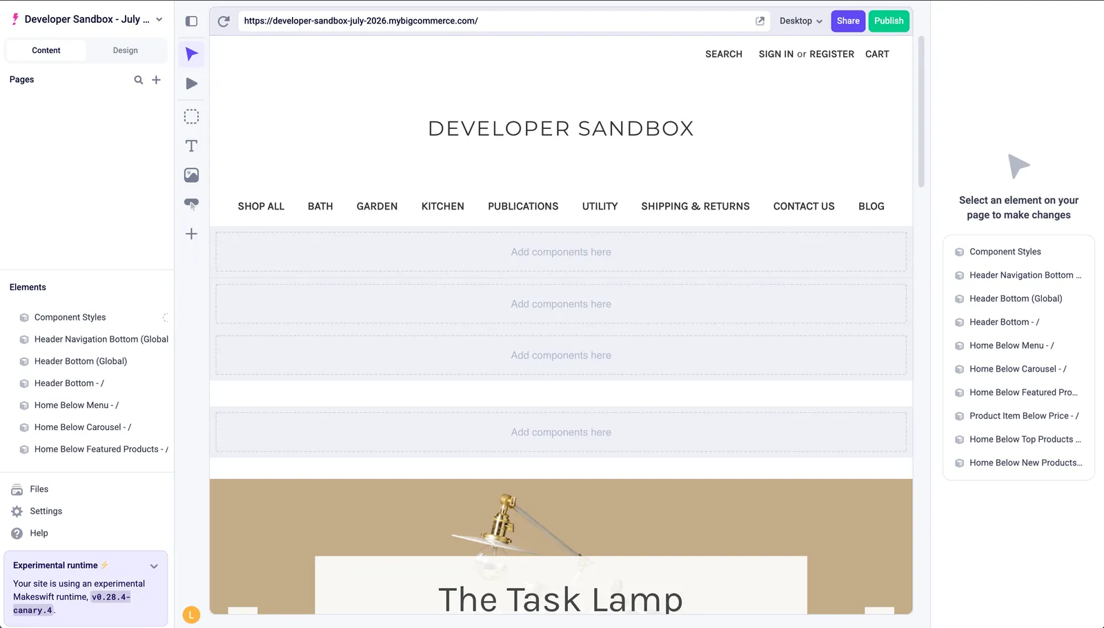 Makeswift editing interface