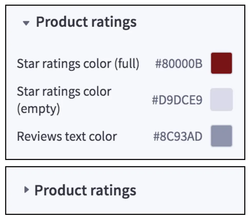 Product ratings widget