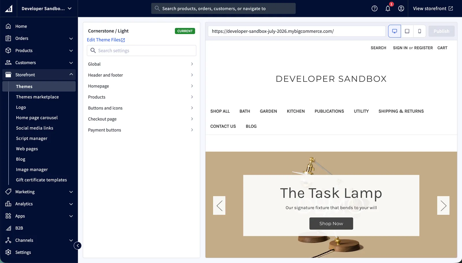 Theme Styles panel in Page Builder