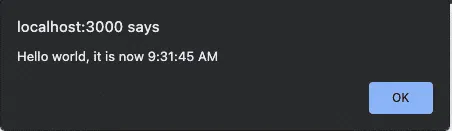 Alert with current time