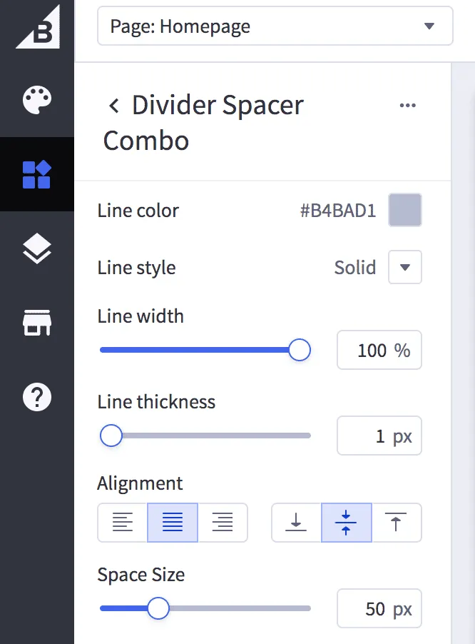Page Builder widget settings