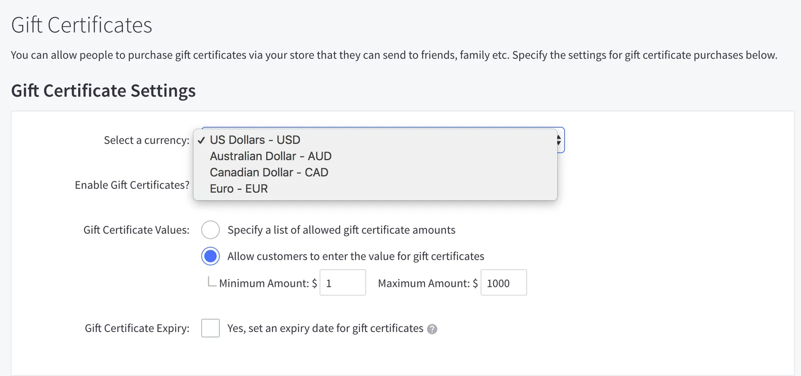Gift Certificates
